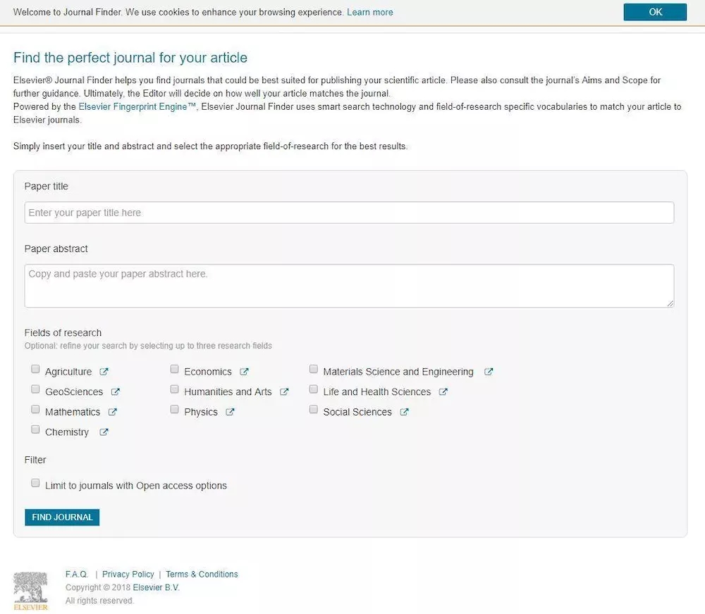 Elsevier官网界面